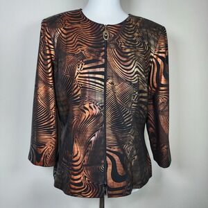 Vintage Nueva Jacket Womens 10 Copper Gold Metallic Art To Wear‎ Avant Garde 80s